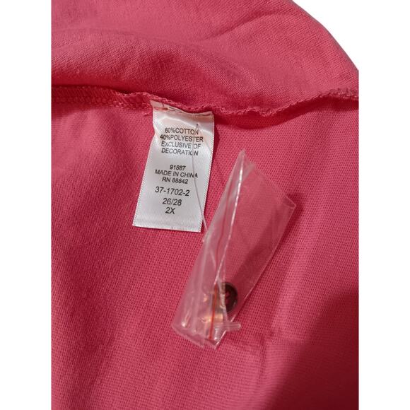 NEW WOMAN WITHIN Top Blouse Plus 2X 26/28 Eyelet Inset Short Sleeves Comfort - Picture 4 of 8